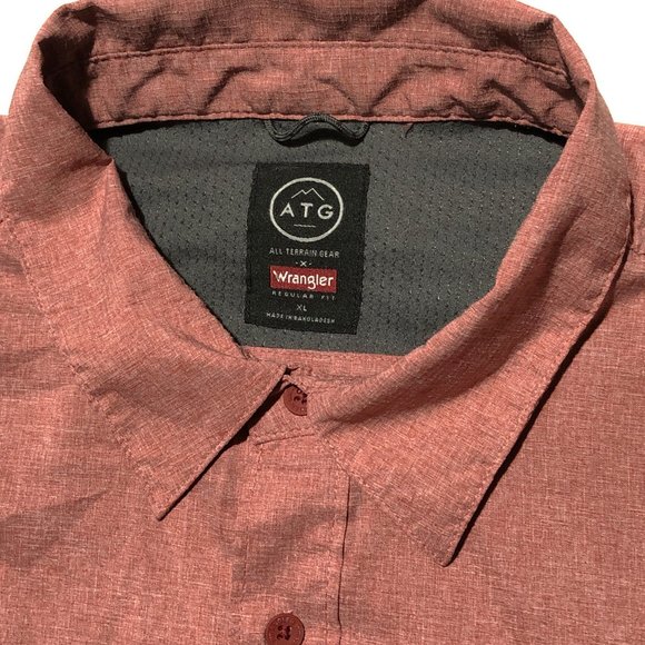 Wrangler ATG Mens Size XL Pink Outdoor Regular Fit Short Sleeve Classic Shirt - Picture 4 of 8